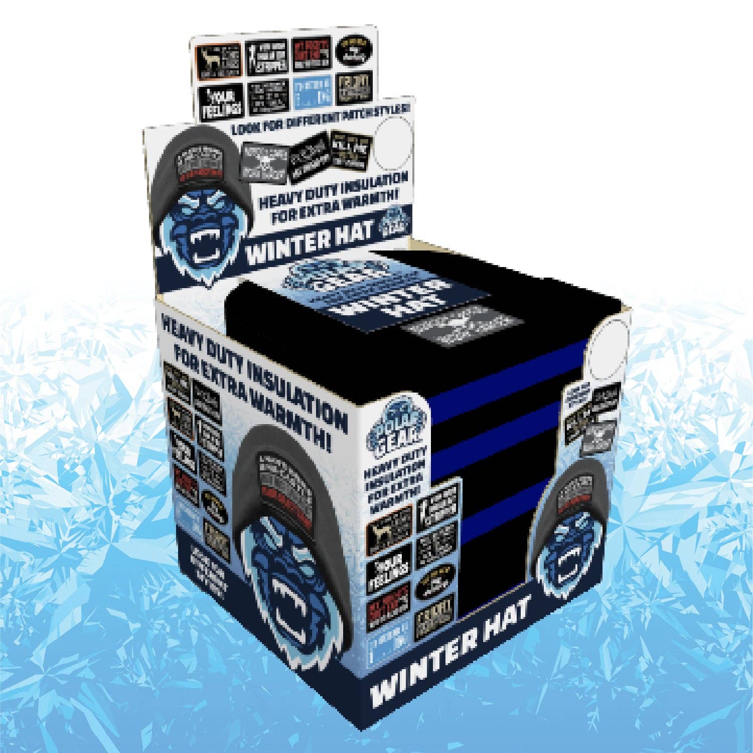 Novelty Brands - Wholesale Retailer Display - Accessories - Polar Gear Winter Knit Hat with Patch Assortment- 12/Display5