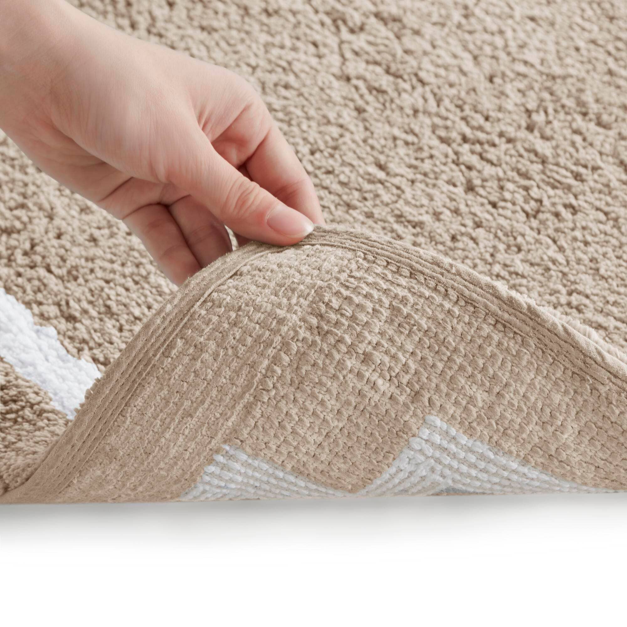 Olliix - Wholesale Bath Mat - High Pile Bordered Bathroom Rug, Taupe10