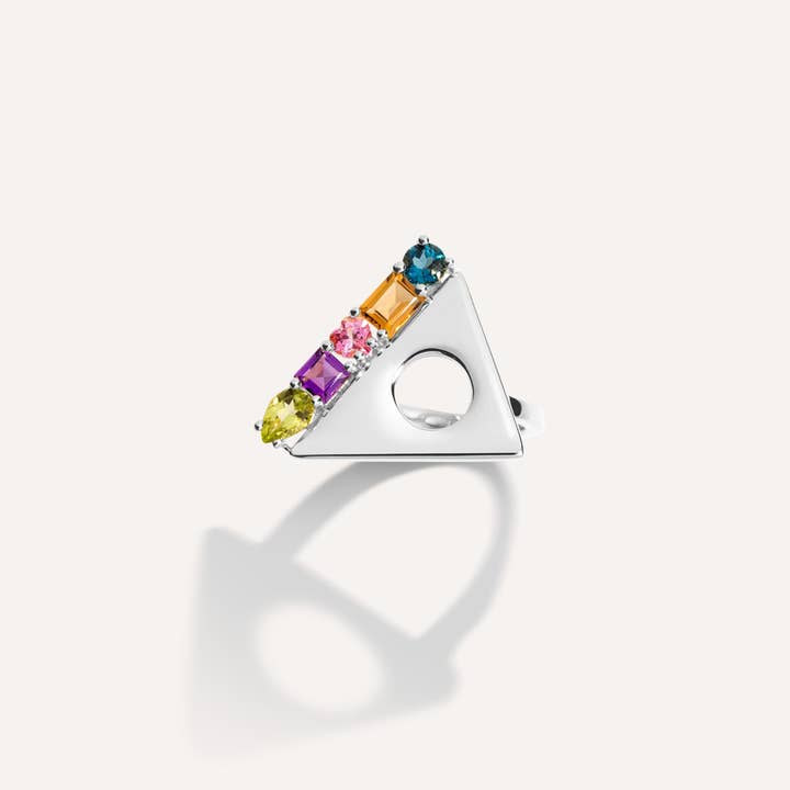 Fortune Favors the Bold - Sterling Silver Multi-Color Ring for wholesale by LÚDERE