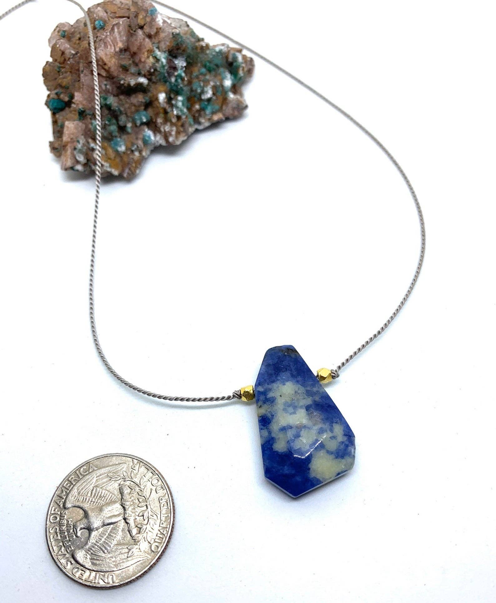 RADA Handmade Jewelry - Wholesale Pendant/Charm Necklace - Sodalite on silk cord adjustable necklace2