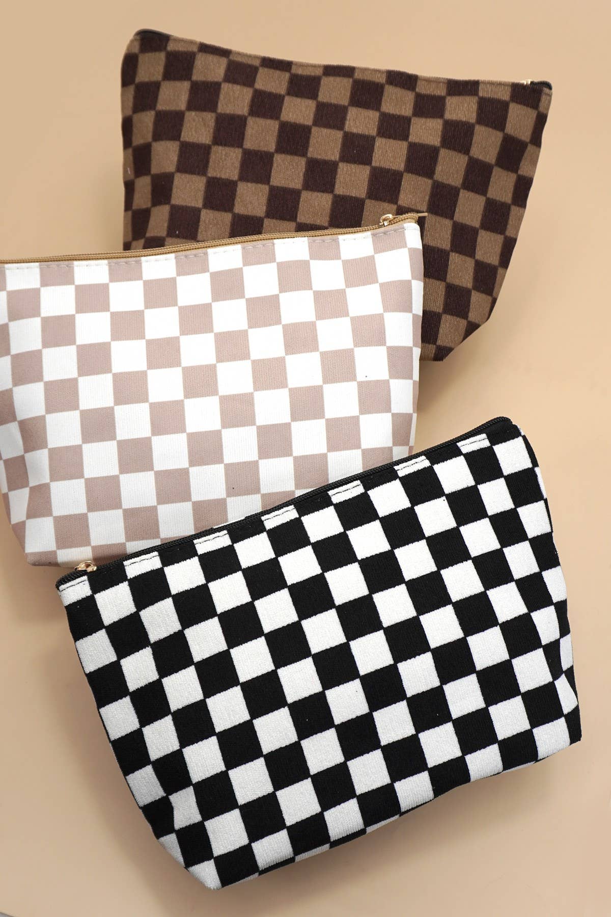 JOSSLYN by wall to wall - Wholesale Makeup/Cosmetic Bag - TRAVEL CHECKER COSMETIC MAKEUP POUCH BAG | 40P5711