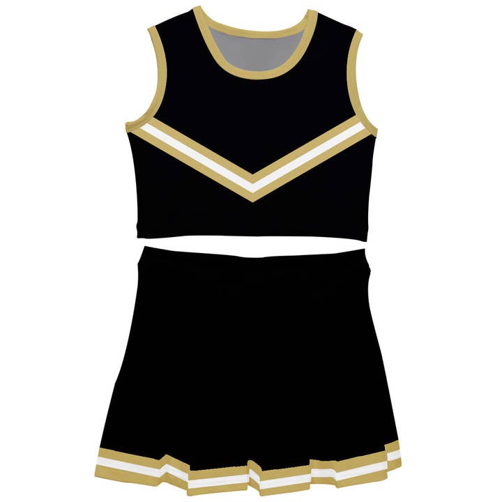 Vive La Fete - Wholesale Athletic Top - Kids - Black and Gold Sleeveless Cheerleader