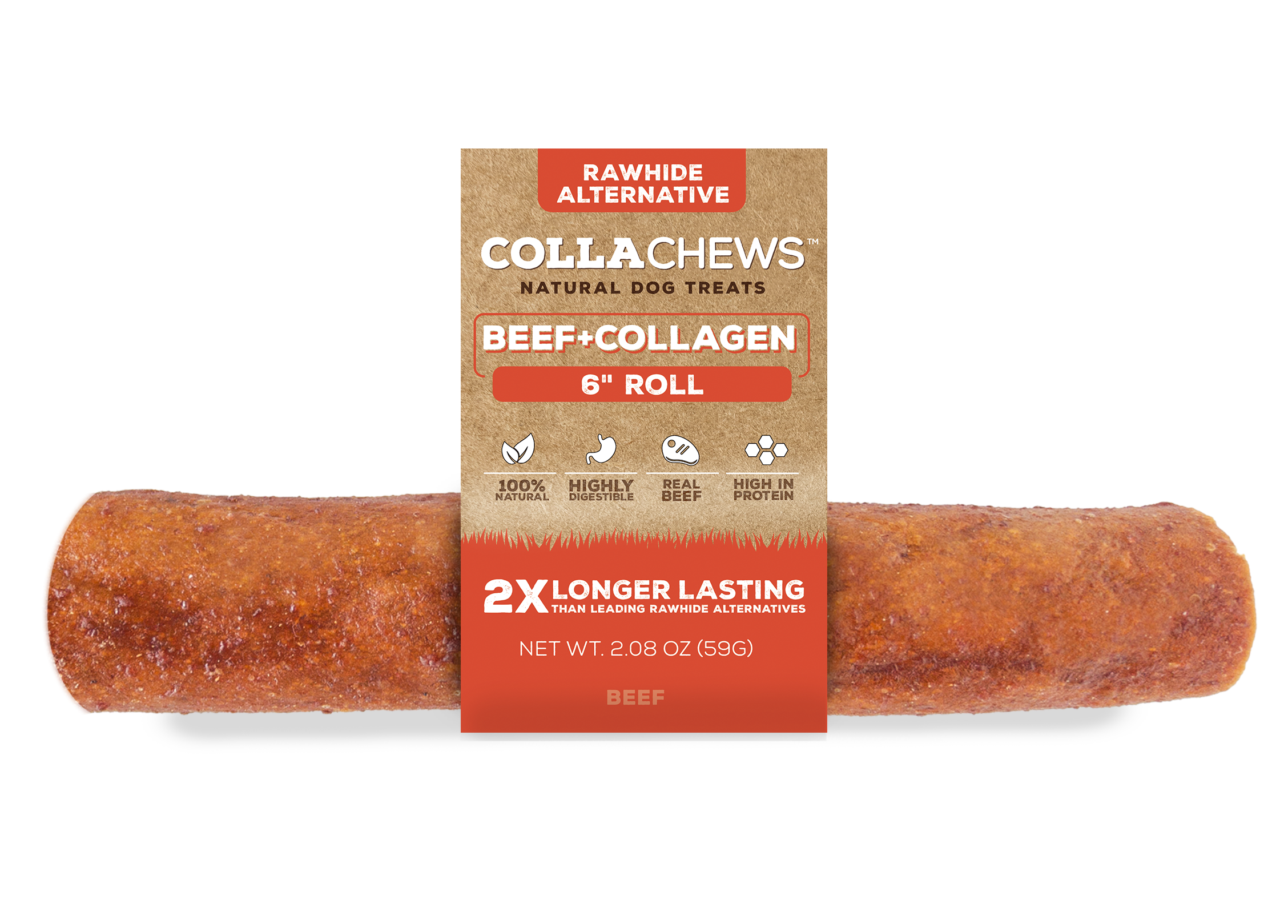 Alamo Pet Experts - Wholesale Pet Treats - Dog - CC 9” Collagen Roll, Beef PDQ 20ct1