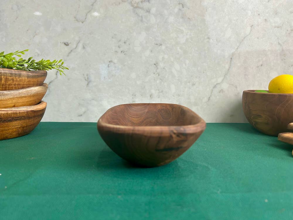 Tuckahoe Hardwoods - Wholesale Bowl - Salvaged Teak Root Oval Rustic Bowls - Hand Carved - Small2