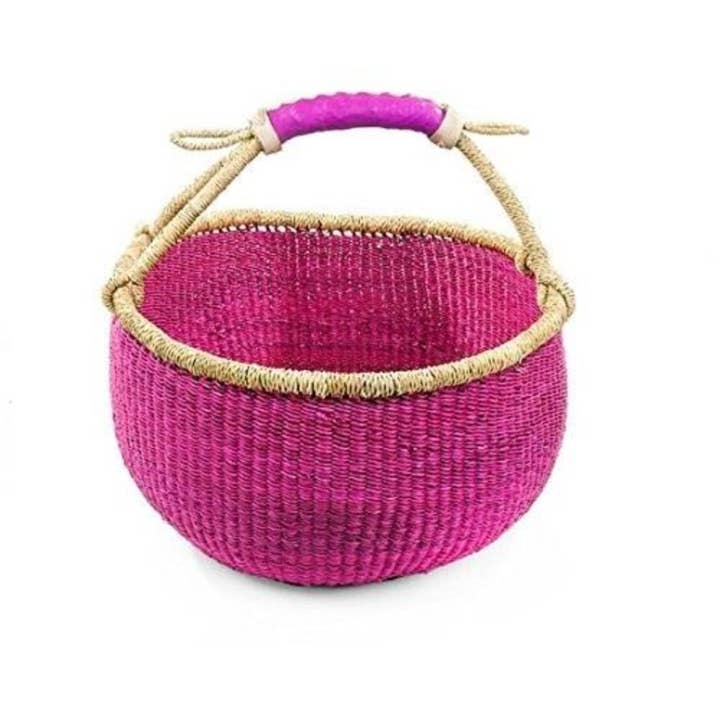 The African Home Goods - Wholesale Basket - PINK African Basket | Bolga Ghana Basket4