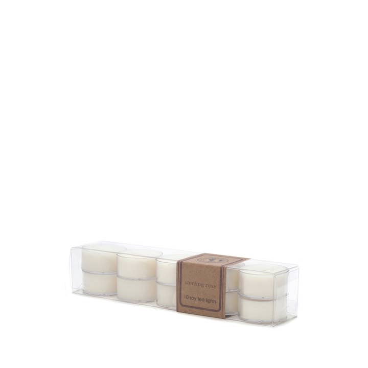 Lot de 10 bougies à thé STERLING ROSE pour la vente par Eco Candle Company