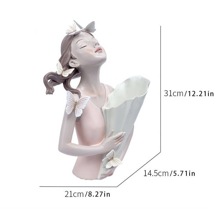 Liffy - Wholesale Vase - Nordic Girl Resin Flower Vase Modern Butterfly Sculpture