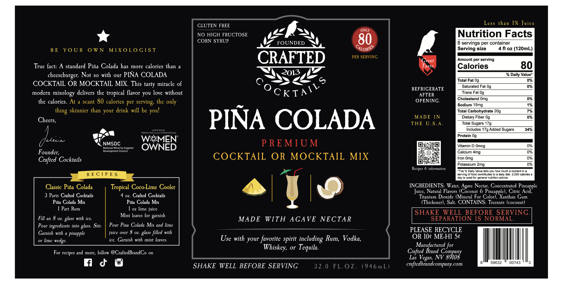 Crafted Cocktails - Wholesale Cocktail Mix/Syrup - Piña Colada Nonalcoholic Cocktail Mixer9
