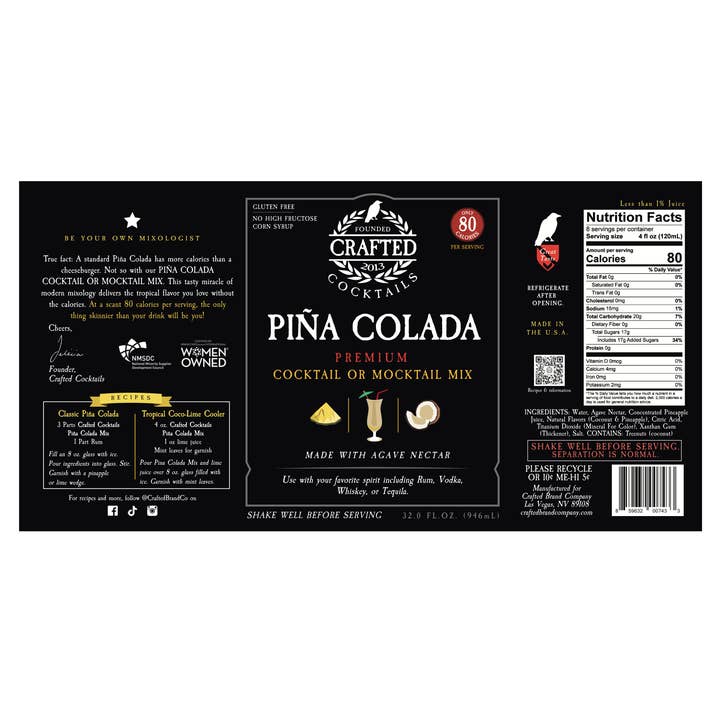 Crafted Cocktails - Wholesale Cocktail Mix/Syrup - Piña Colada Nonalcoholic Cocktail Mixer9