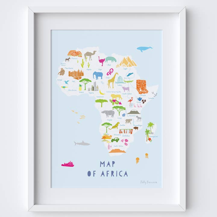 Map of Africa Art Print - A3 Print for wholesale by Holly Francesca