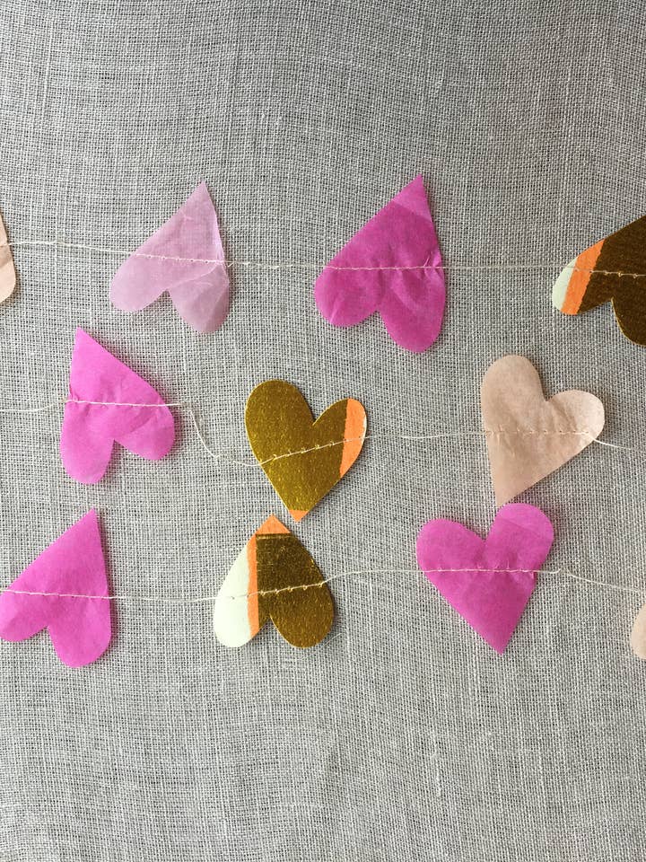 Heart Garland- Pink/gold/ Nude (2 Yds) for wholesale by Parcel