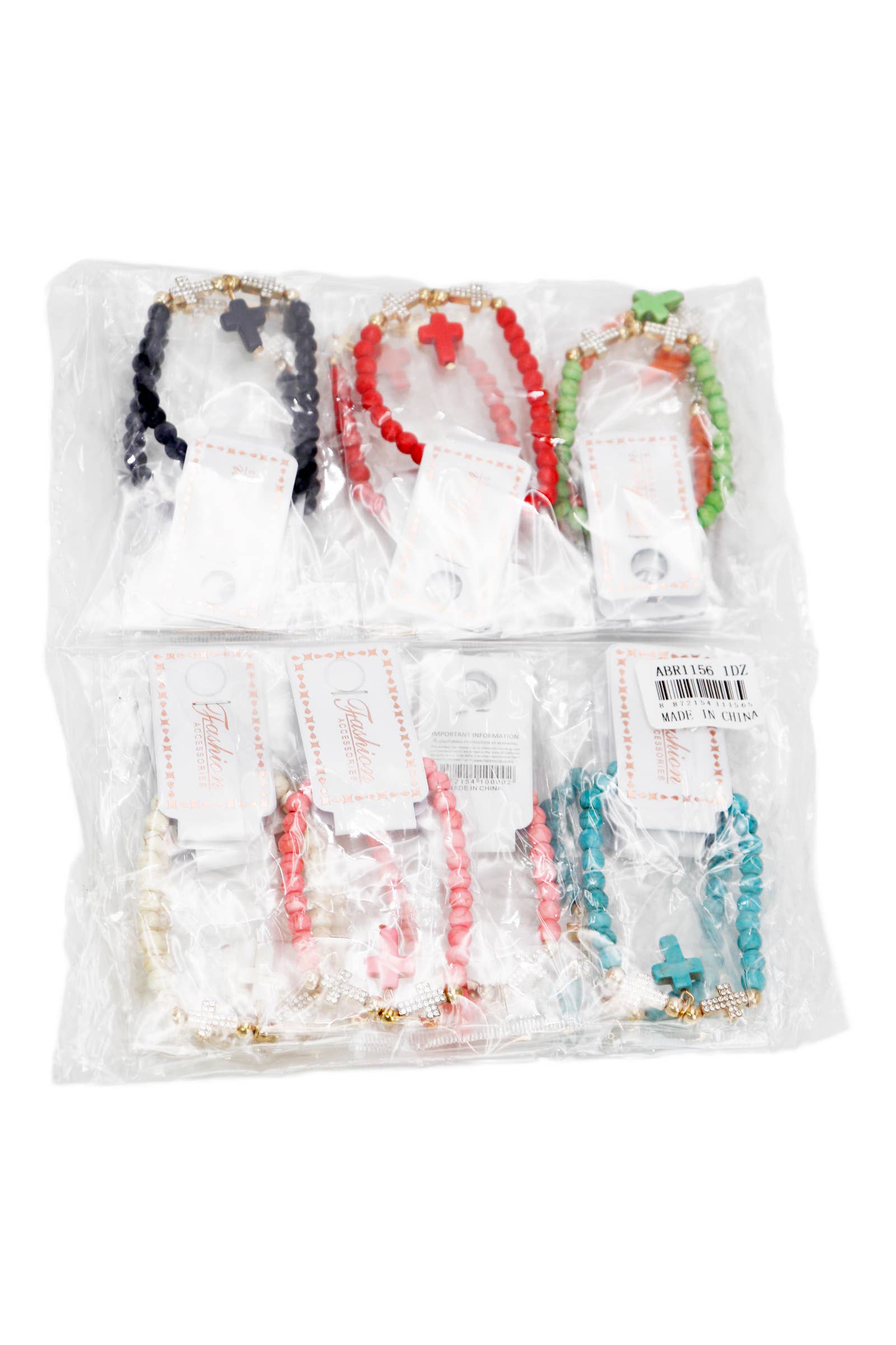 Cap Zone - Wholesale Beaded Bracelet - Cross Pendant Stone Beaded Stretch Bracelet2