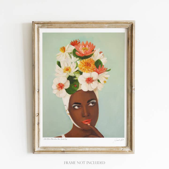 Julie Blue's Marvelous New Swim Cap Art Print - 8.5" X 11" for wholesale by JANET HILL STUDIO