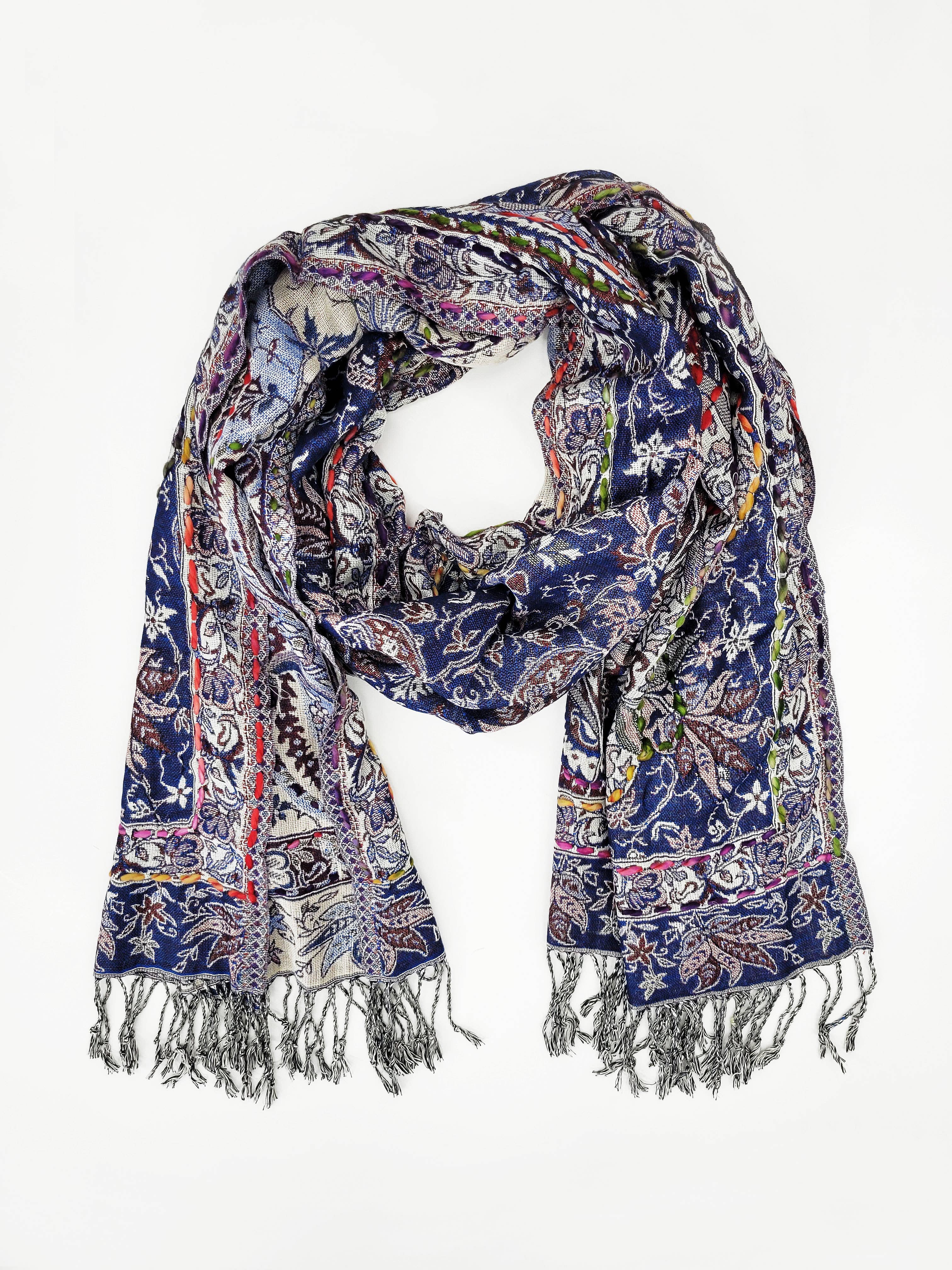 Raj Trading & Imports (USA) Inc. - Wholesale Scarf - Women's - Amanda Thick Stitch Embroidered Scarf Shawl12