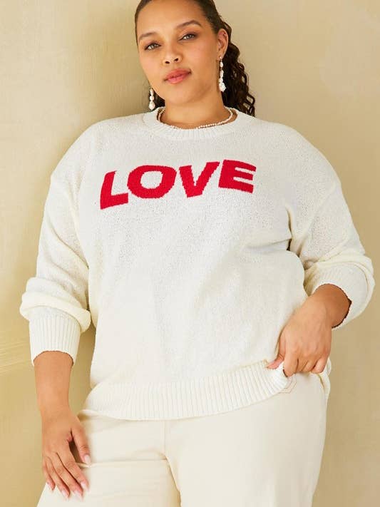 Plus Size Love Sweater for wholesale by SKIES ARE BLUE