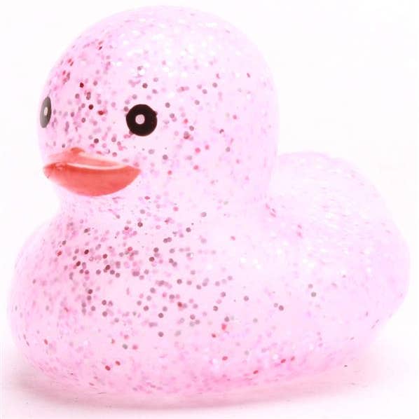 Mini canard de bain pailleté - rose - canard en caoutchouc pour la vente par Duckshop