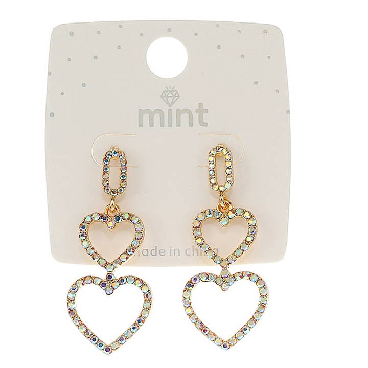 Rhinestone Heart Earrings for wholesale by Atlas Fashion