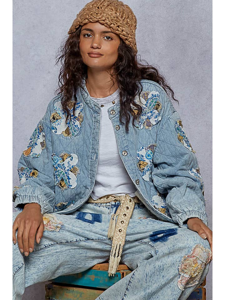 Pol Clothing - Wholesale Jacket - Women's - Mock neck balloon sleeve oversized fit quilted Jacket