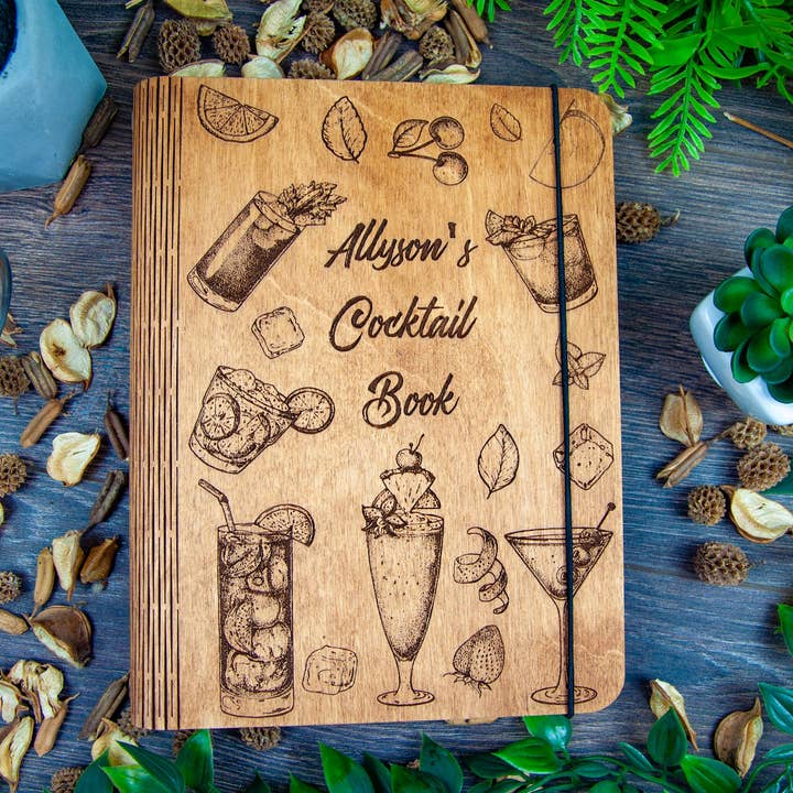 Ricettario per cocktail Ricettario Bar Gift Fun Bartender per la vendita all'ingrosso da parte di HoneyTheWood
