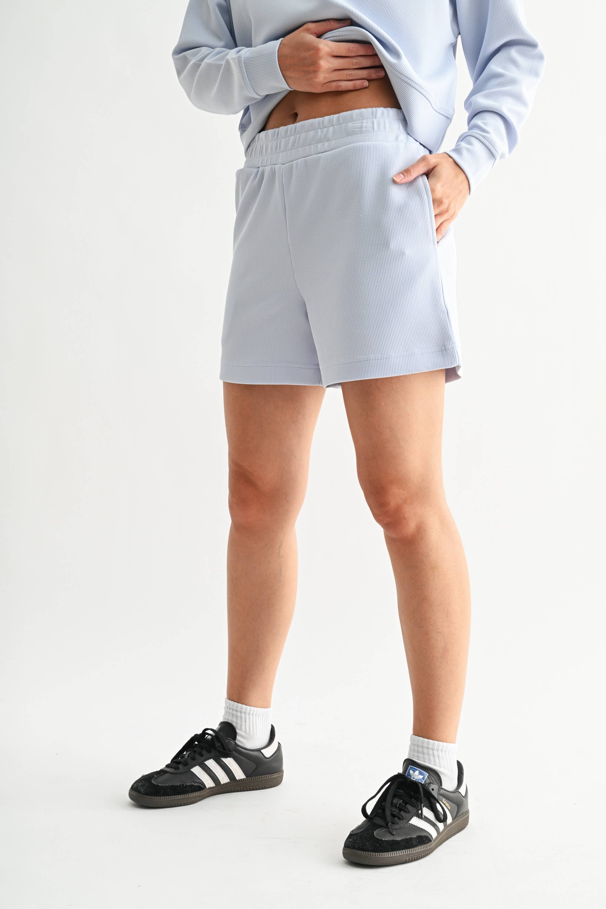 Mono B - Wholesale Lounge Shorts - Women's - Luxe Sand Wash Rib Lounge Shorts1