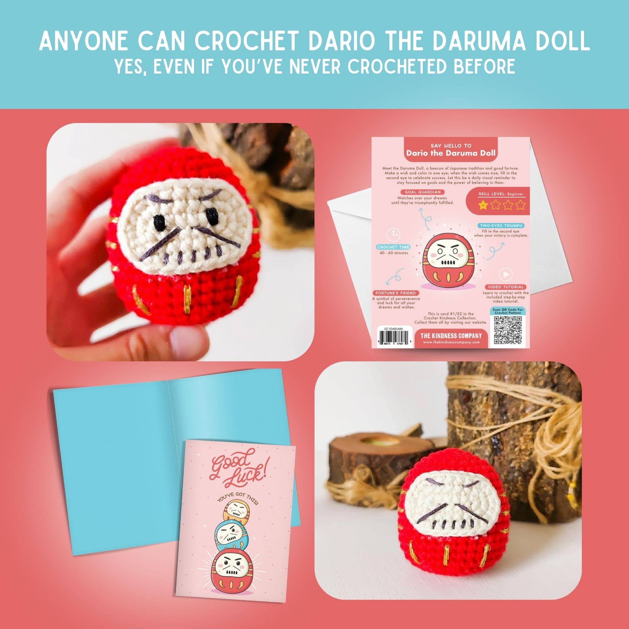 The Kindness Company – wholesale Encouragement card – Encouragement Card & Daruma Doll Crochet Pattern4