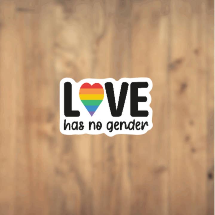 Autocollant en vinyle Pride Rainbow Love Has No Gender | Autocollant pour ordinateur portable | Autocollant pour gobelet | Autocollant pour téléphone | Auto pour la vente par All for Iris