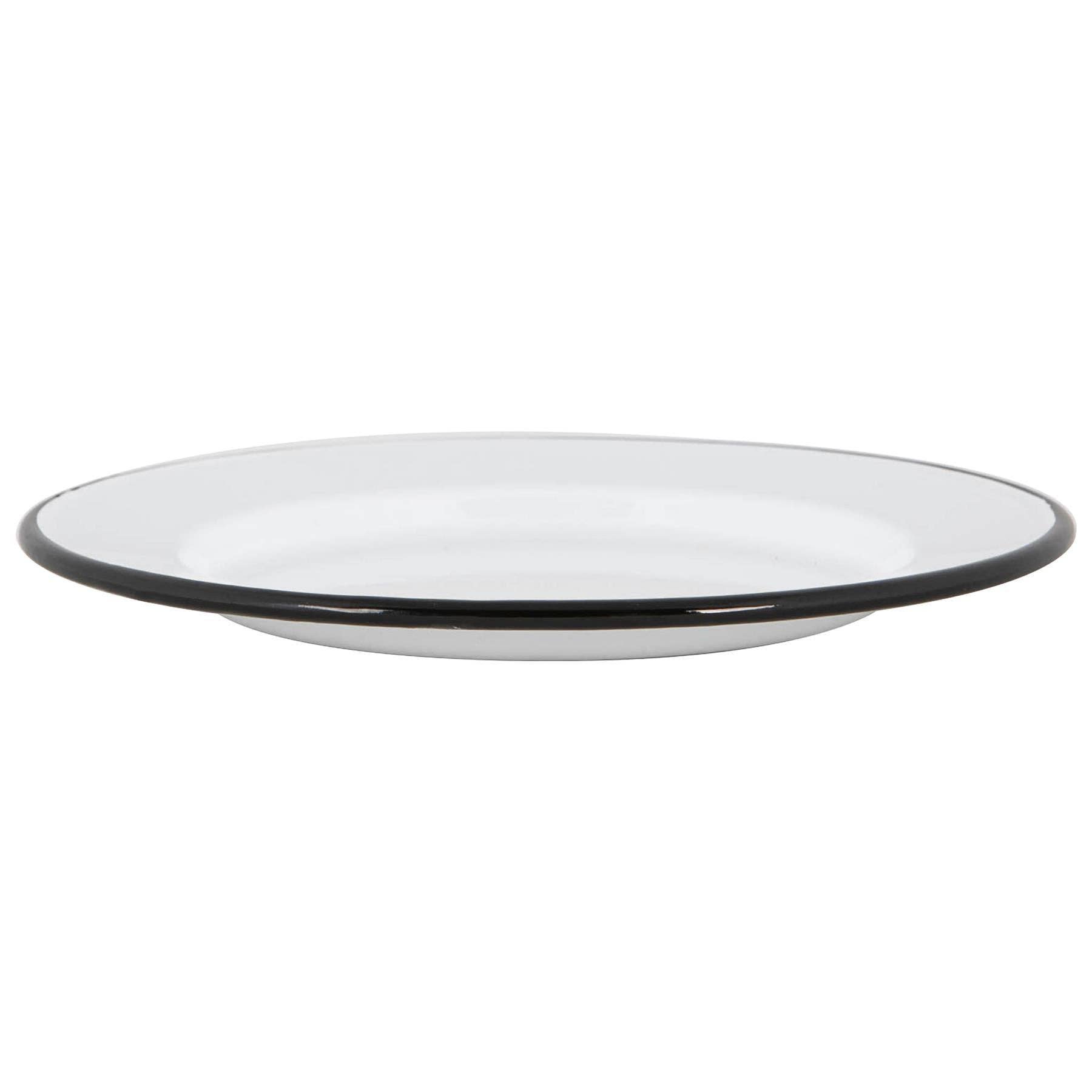 Rinkit Ltd – wholesale Tallrikar – Argon Tableware vit emaljerad middagstallrik, 25,5 cm, svart kant6