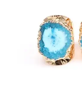 Sweet Cherry Sky – Anel de cocktail/declaração por atacado – Anel Ajustável de Jóia com Ágata de Cristal Banhada a Ouro2