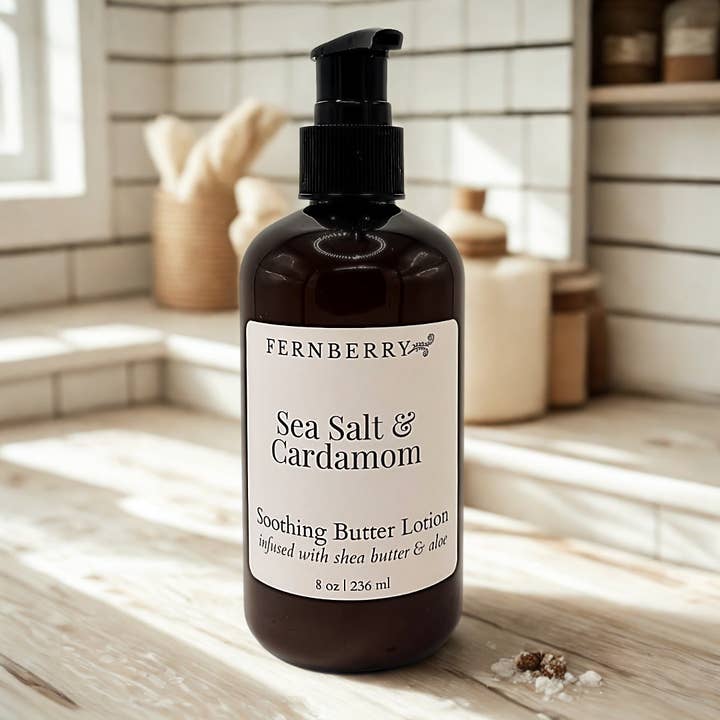 Sea Salt & Cardamom | Soothing Butter Lotion 8oz. for wholesale by Fernberry