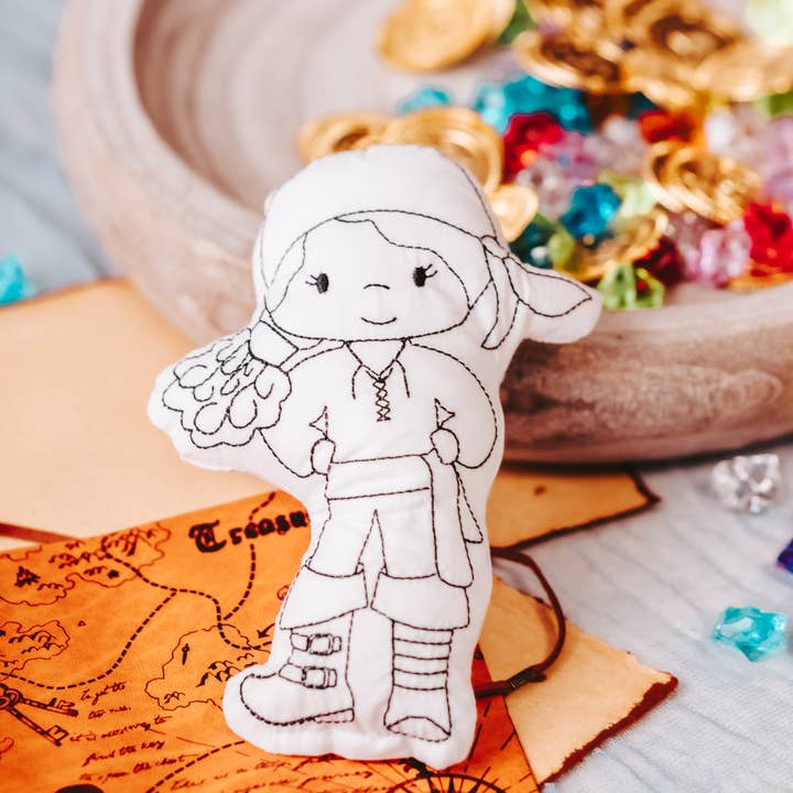 Pirate Girl Doodle Doll Coloring Kit for Kids for wholesale by Tiny Owls Gift Co.