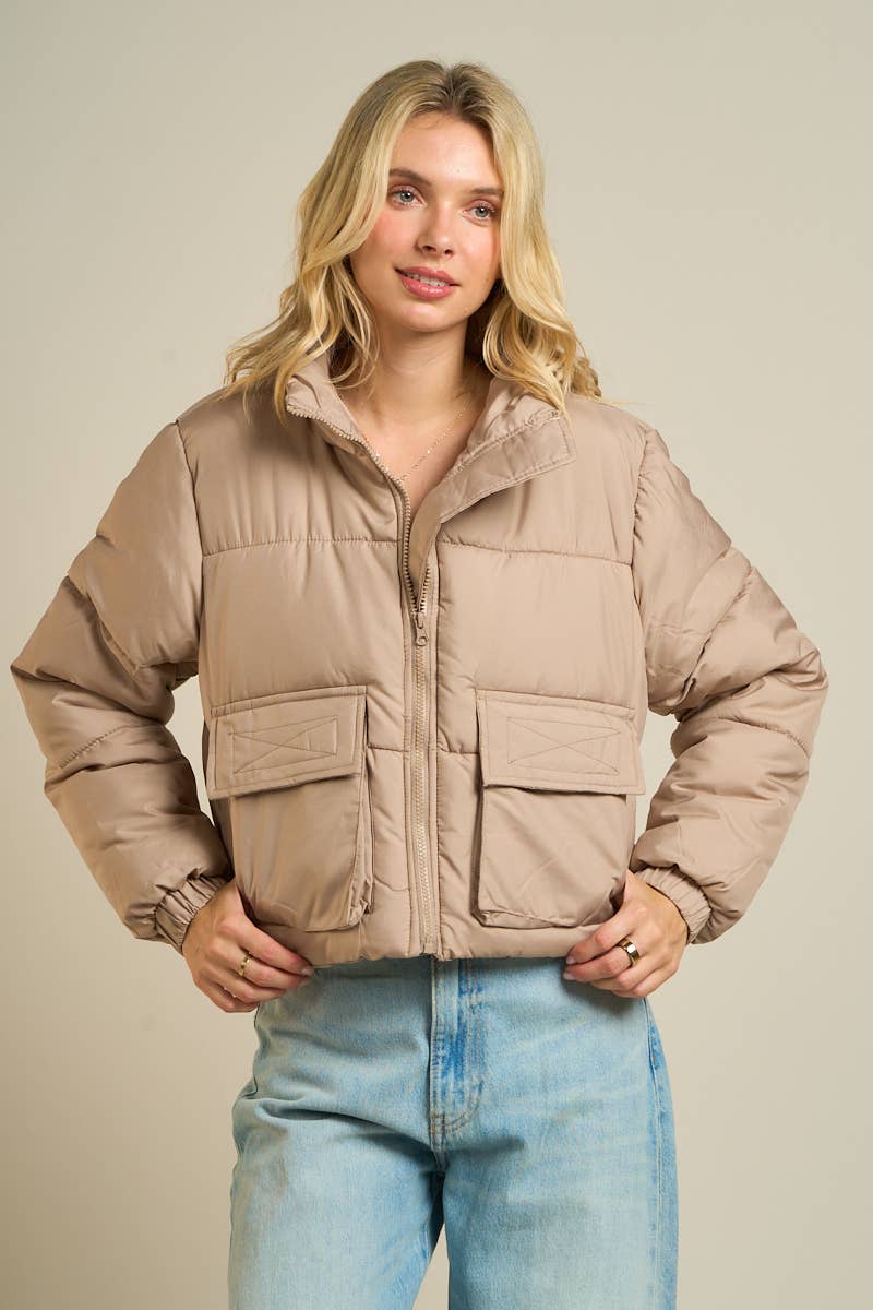 ANWND - Wholesale Puffer Jacket - Women's - 2326-Utility Pocket Puffer Jacket8