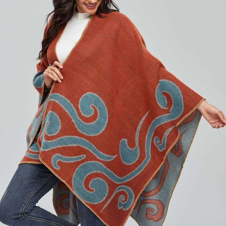 HIDDENBRAND - Wholesale Wrap - Women's - faux wool ruana basic wrap classic shawl9