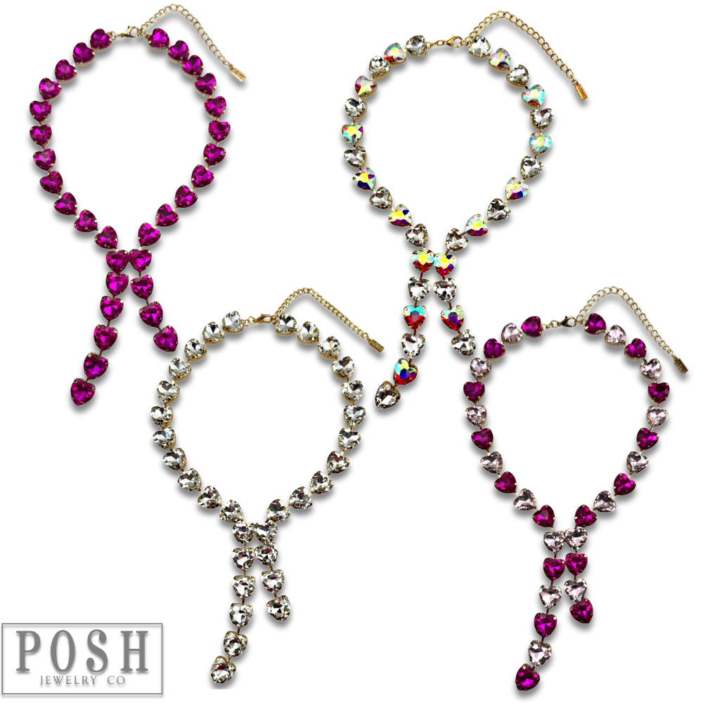 Pink Panache Brands - Wholesale Y-Neck/Lariat Necklace - Rhinestone heart lariat necklace5