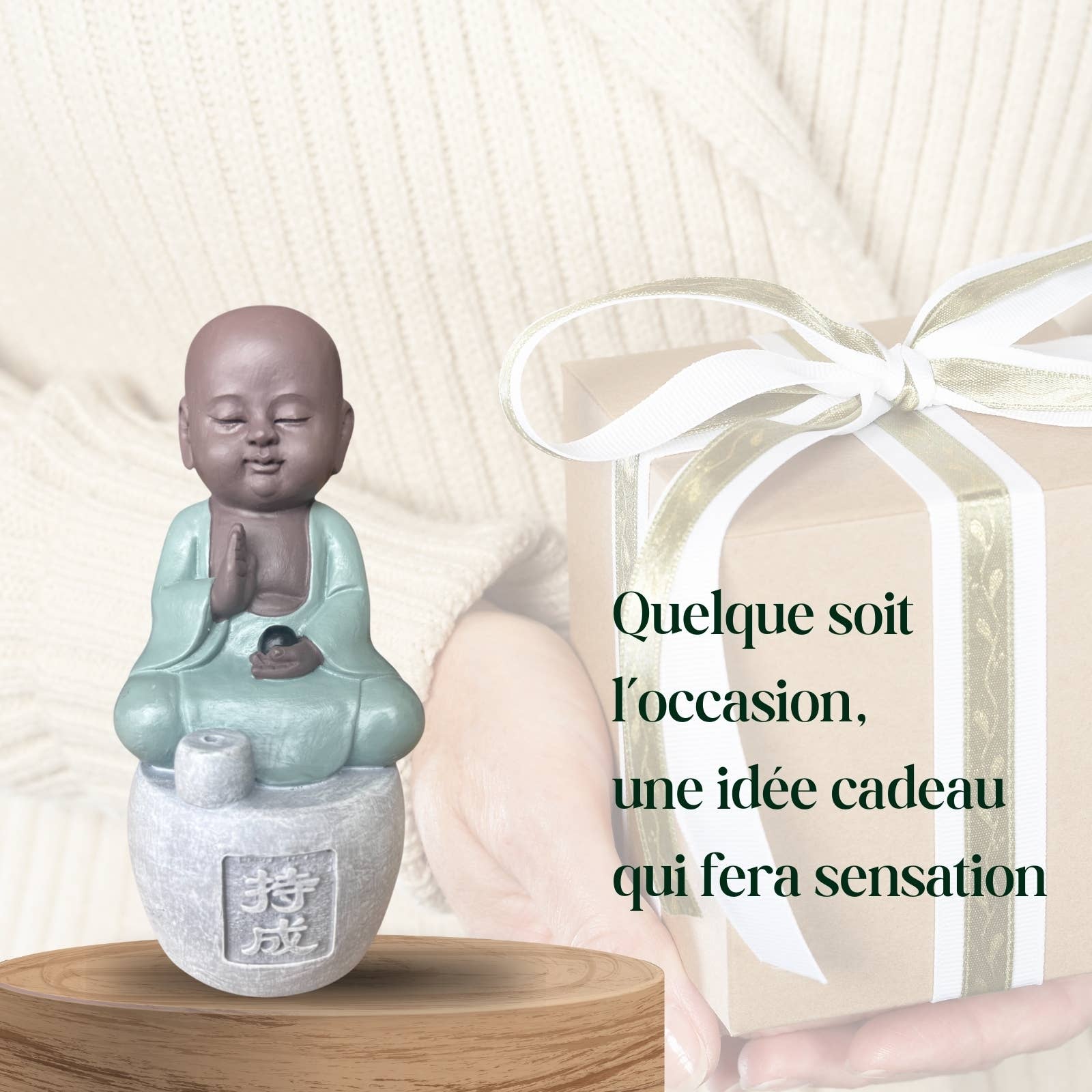 Zen'Arôme - Wholesale Decorative Tabletop Object - Buddha Figurine Incense Holder Perseverance1