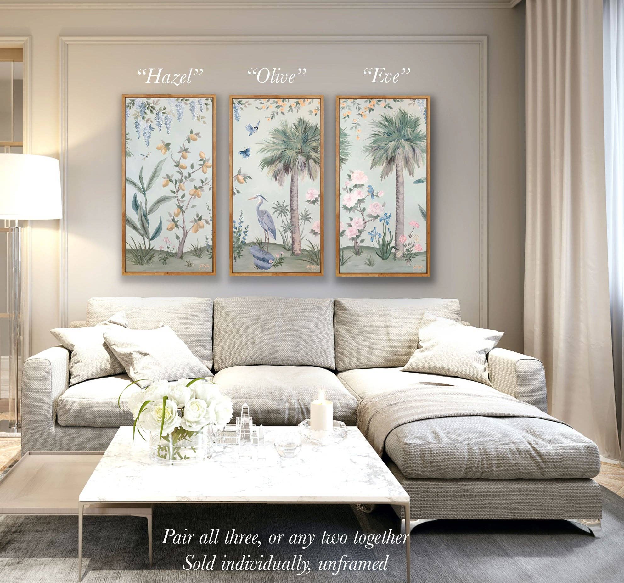 Elizabeth Alice Studio - Wholesale Art Print - Olive, a green tropical chinoiserie canvas wrap print11