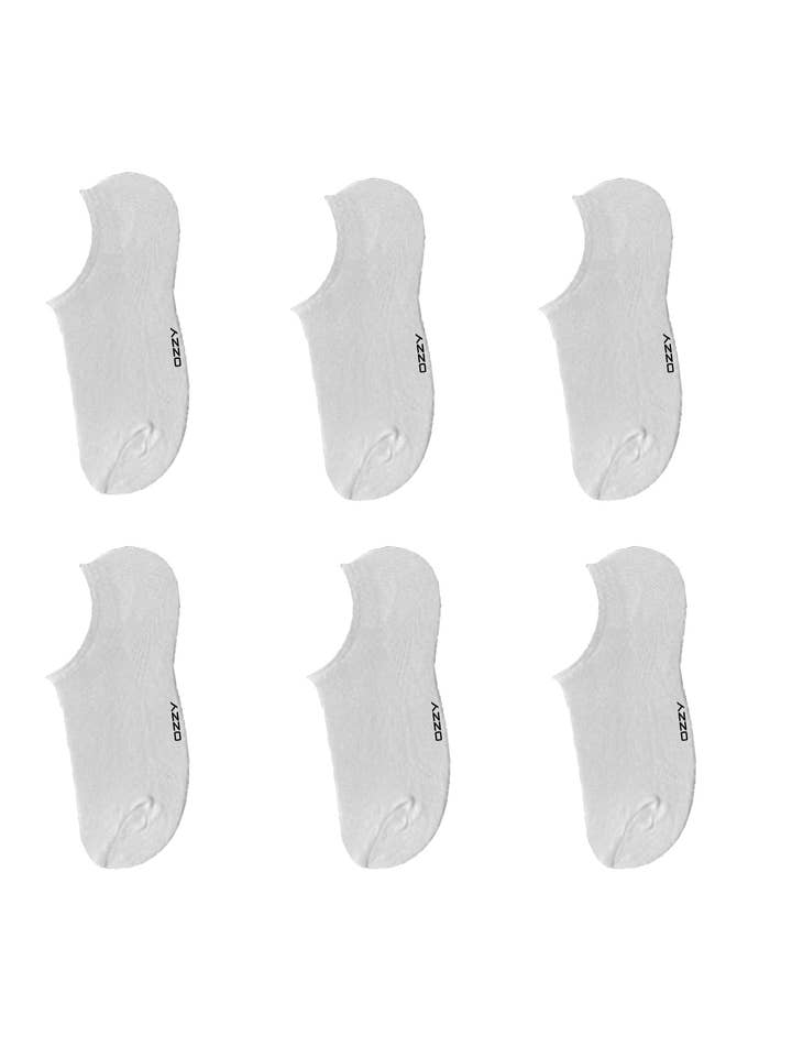 Dam 6 par enfärgade vita bambu sneakersstrumpor UK 4-7 för wholesale av Ozzy Socks