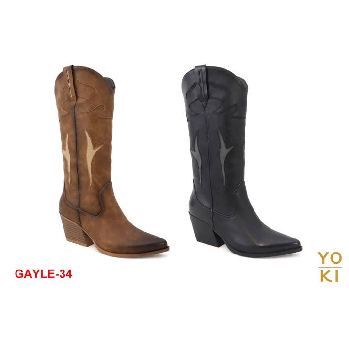 Yoki Fashion - Wholesale Cowboy Boots - Women's - YOKI SALE GAYLE-34 Women's Western Side Panel High Boot