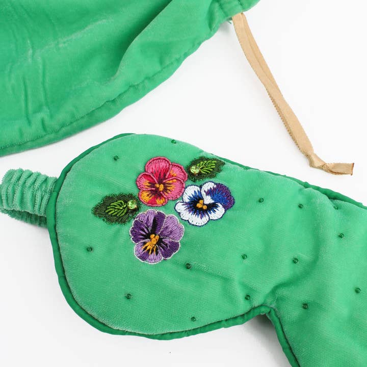 My Doris - Wholesale Sleep/Eye Mask - MINT GREEN PANSY SLEEP EYE MASK1