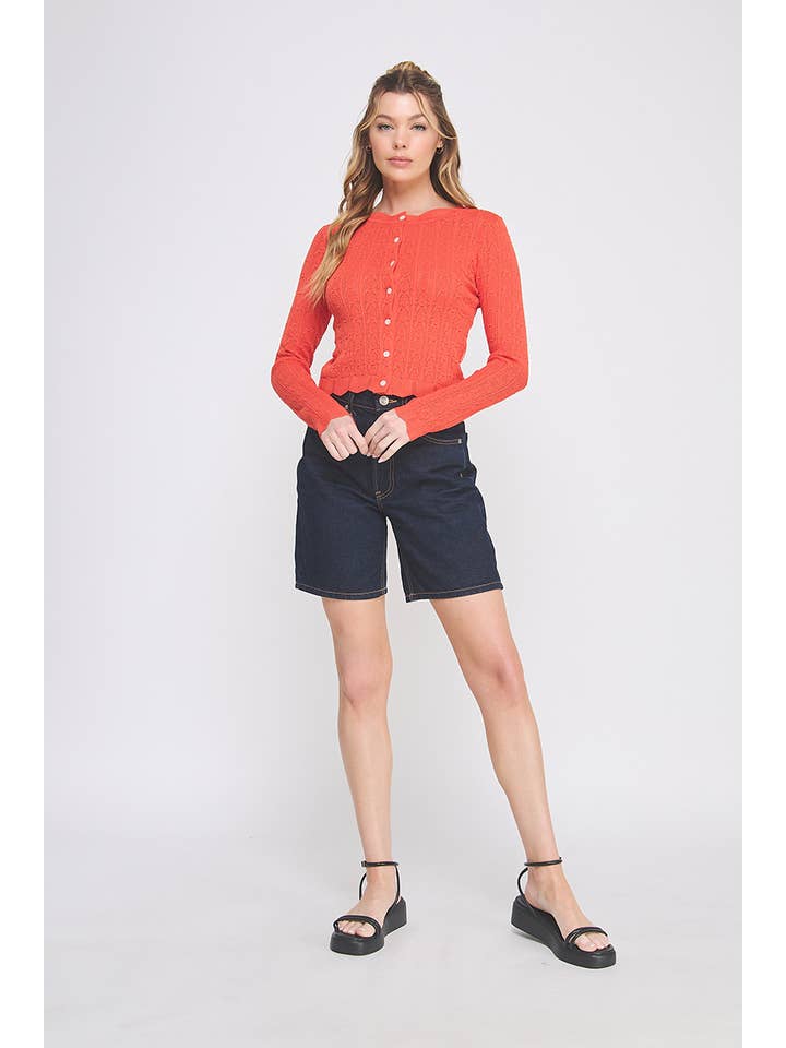 Allie Rose - Wholesale Cardigan - Women's - Lightweight Pointelle Cardigan6