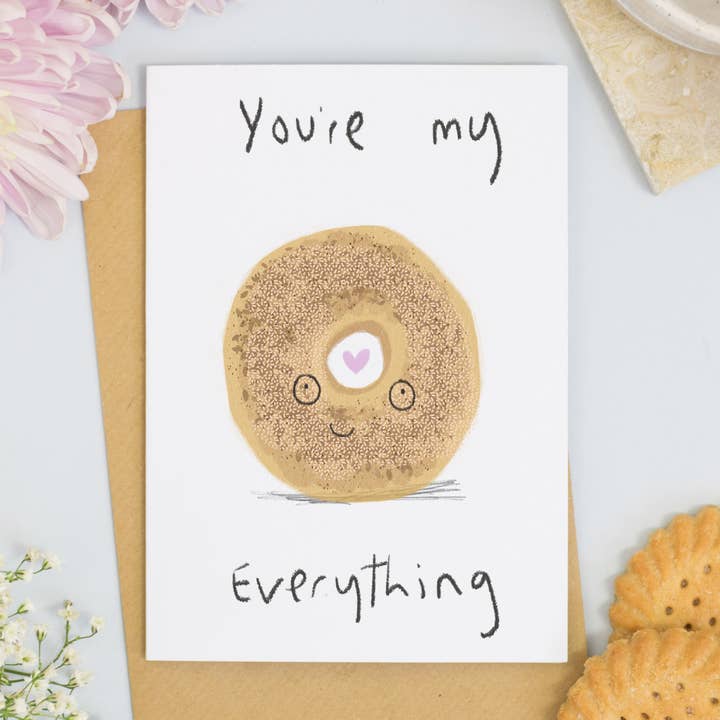 You Are My Everything Bagel Card for wholesale by Jo Clark Design