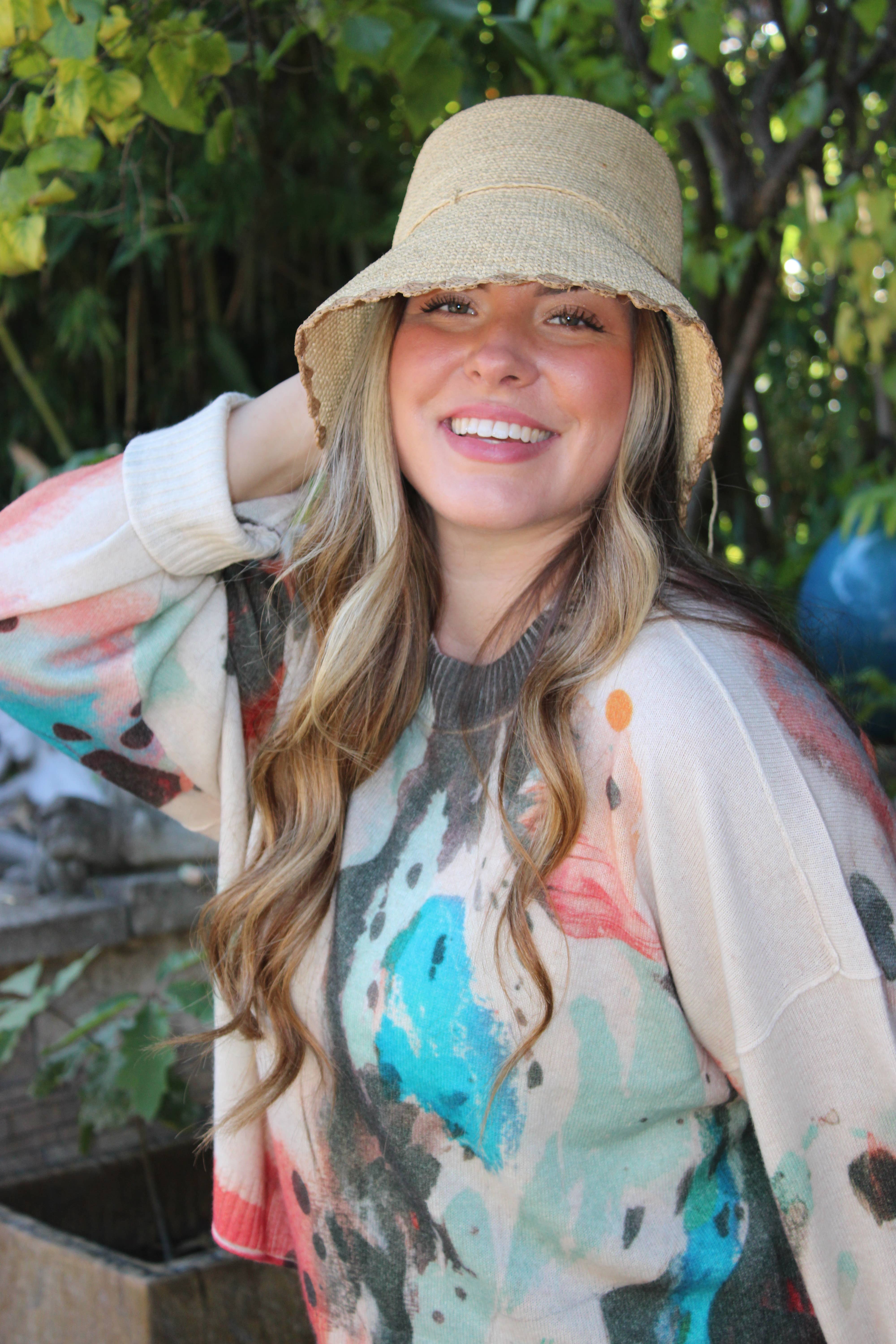 Shebobo - Wholesale Bucket Hat - Unisex - Kate 3" Brim Crochet Bucket Straw Hats with Colored Edge11