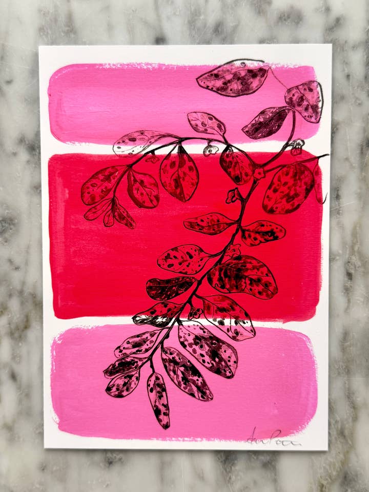 Speckled Plant with Pink – 5"x7" Giclée Print for wholesale by Sara Elands Peterman