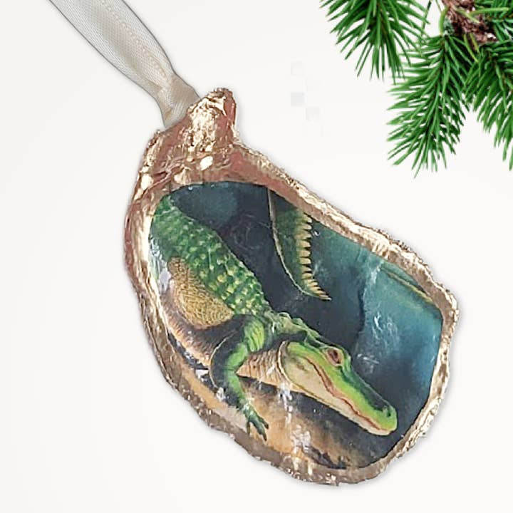 Beatrixbell Handcrafted - Wholesale Ornament - Alligator Bayou Ornament • Oyster Shell1