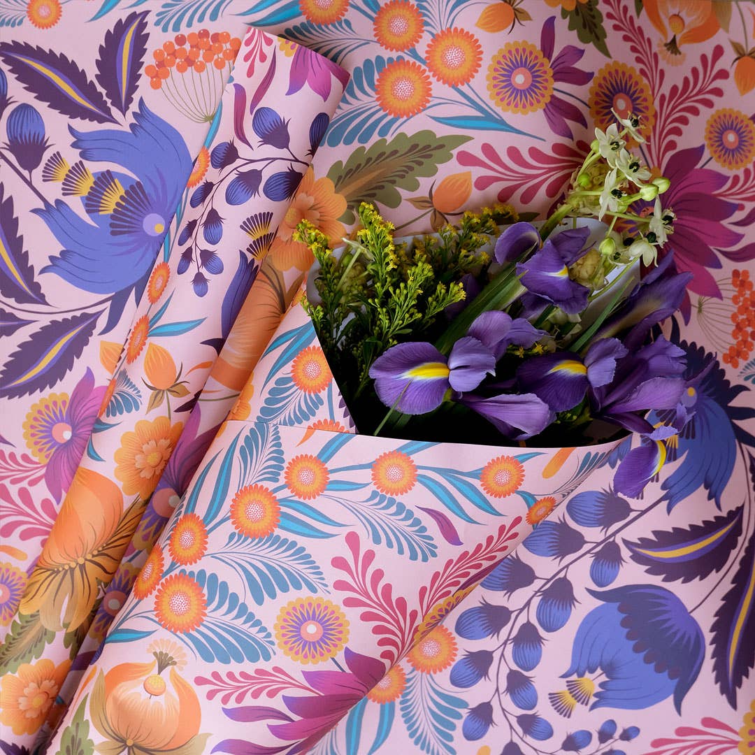 Printer Johnson Ltd - Vendita all'ingrosso Carta da regalo in fogli - Arte Popolare di Petrykivka | Carta da regalo, carta da imballaggio | Floreale2