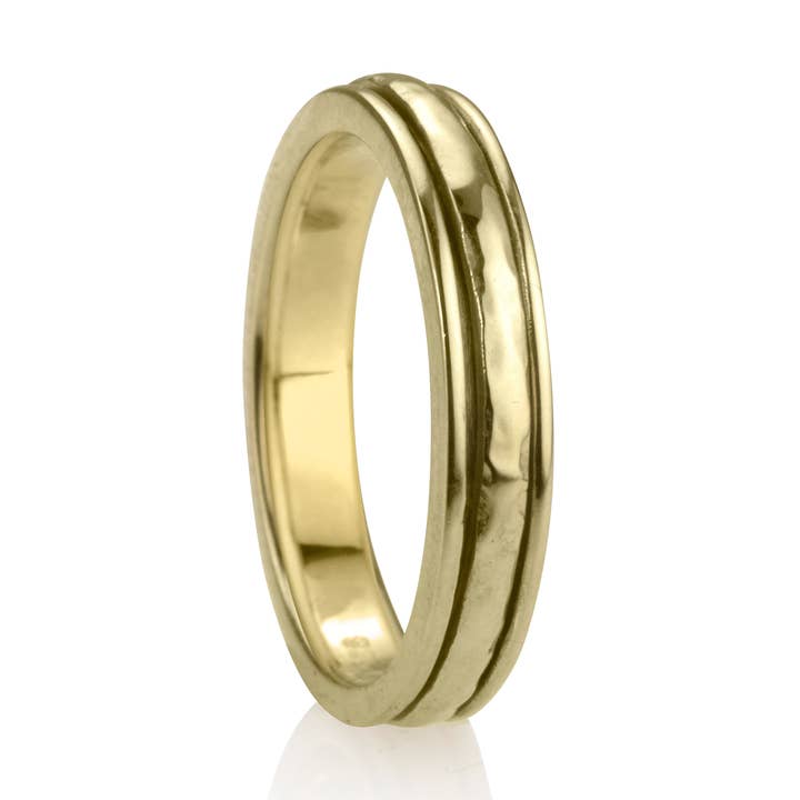Fascia da meditazione in vermeil in oro giallo 14 kt Prana con anello impilato per la vendita all'ingrosso da parte di MeditationRings