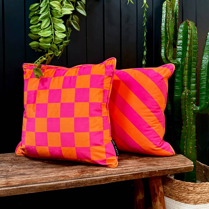 Love Frankie - Wholesale Throw/Decorative Pillow - Tutti Frutti Checkmate & Helter Skelter Cushions
