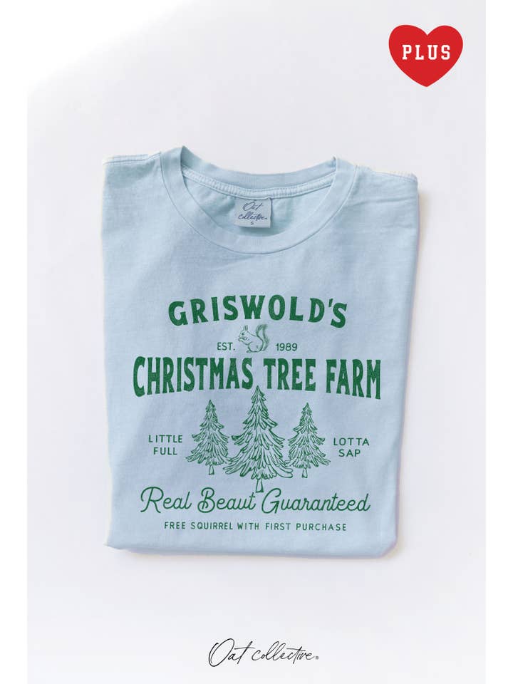 OAT COLLECTIVE - Wholesale Screen Printed T-Shirt - Women's - GRISWOLD'S CHRISTMAS TREE FARM Plus Mineral Graphic Top