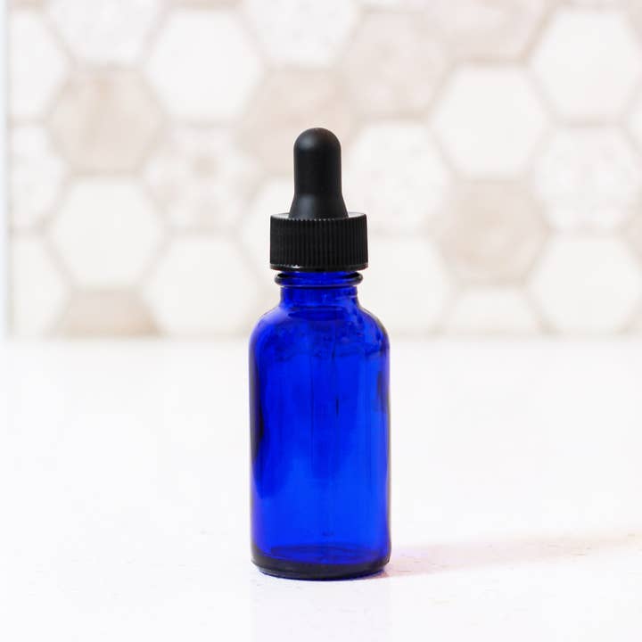 Matrix Aromatherapy - Wholesale Essential Oil Holder - 1oz Empty Blue Glass Dropper Bottle2