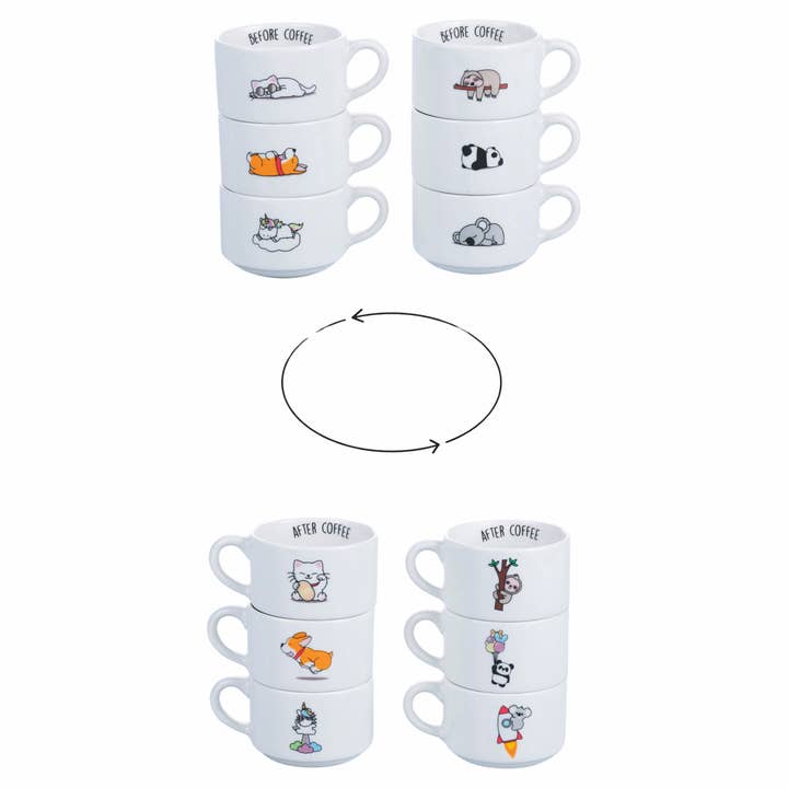 VdE Tivoli 1996 - Wholesale Coffee/Tea Cup - BEFORE AFTER SET 6 PCS COFFEE CUPS 100 ML
