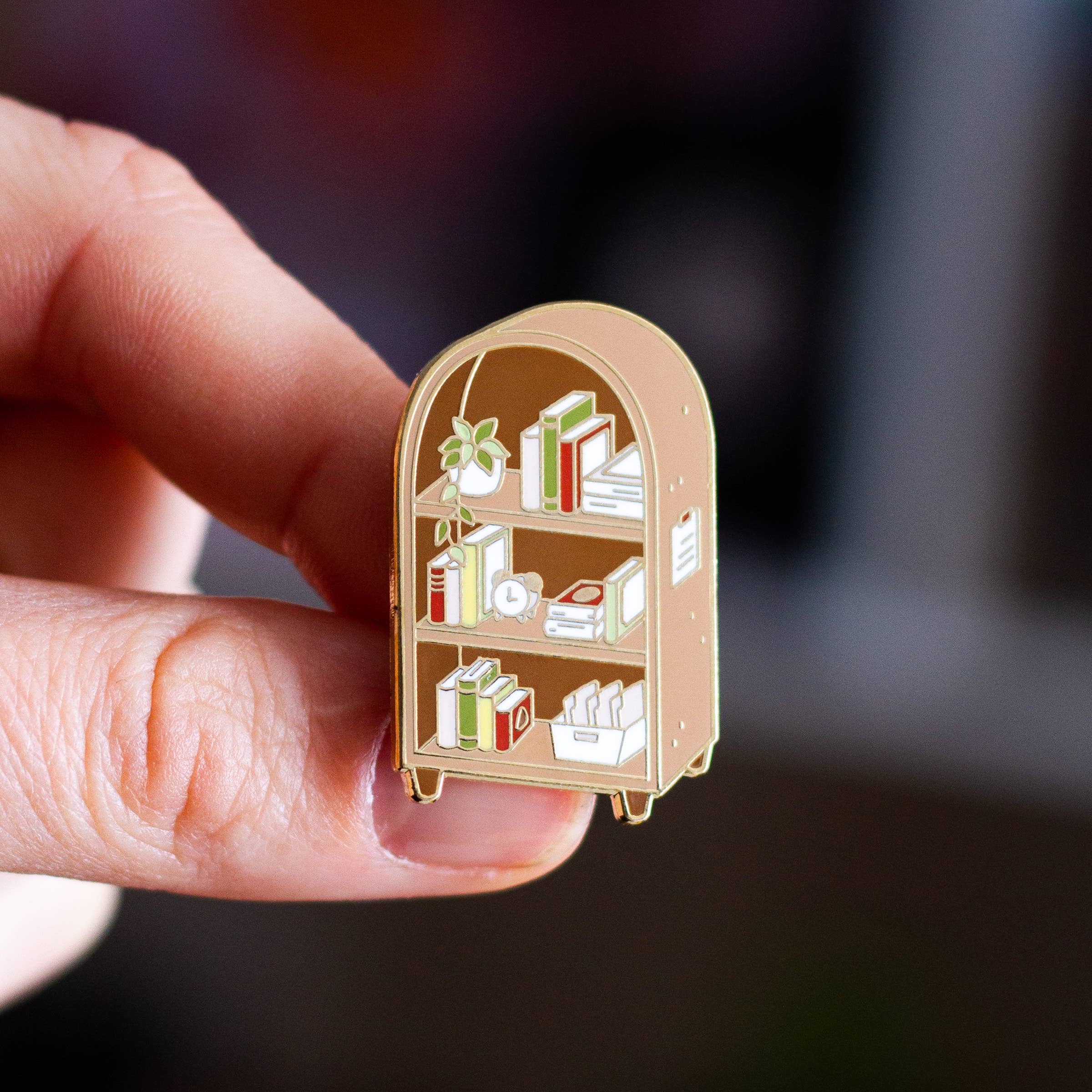 Occasionalish - Wholesale Lapel Pin/Button - Bookshelf Enamel Pin